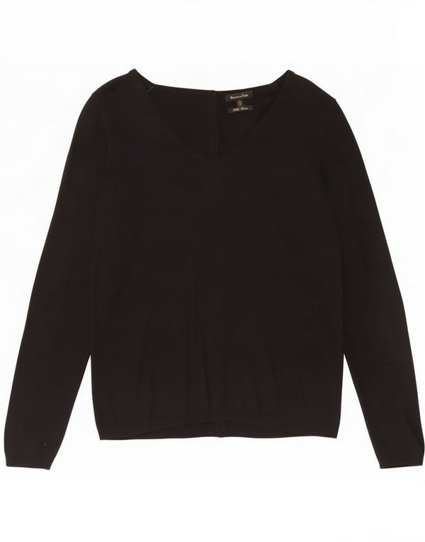 Massimo Dutti Jersey con Cuello en V para Mujer UK 42 Medium Seda Negra
