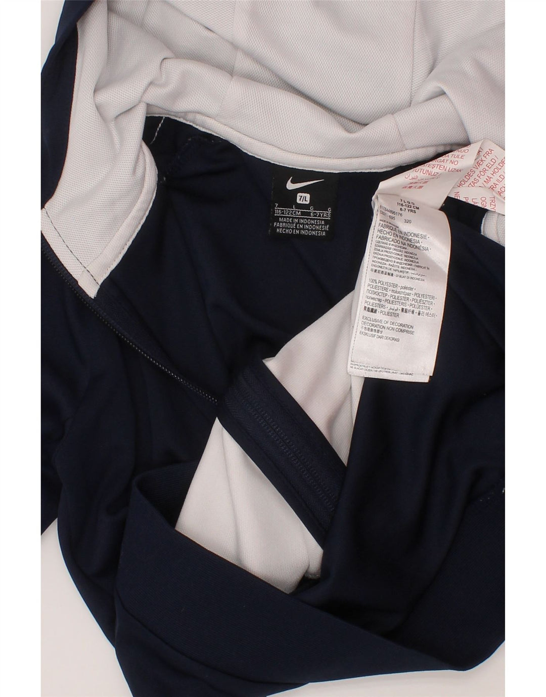 NIKE Sudadera con capucha y cremallera para niños de 6 a 7 años, talla grande, color azul marino