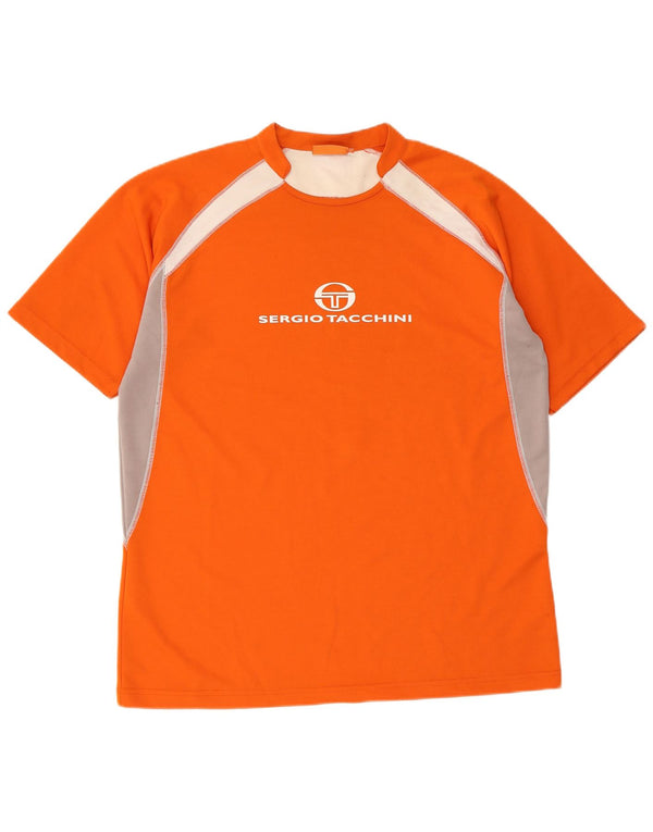 Sergio Tacchini Camiseta gráfica para hombre Top XL Naranja Colorblock Poliéster
