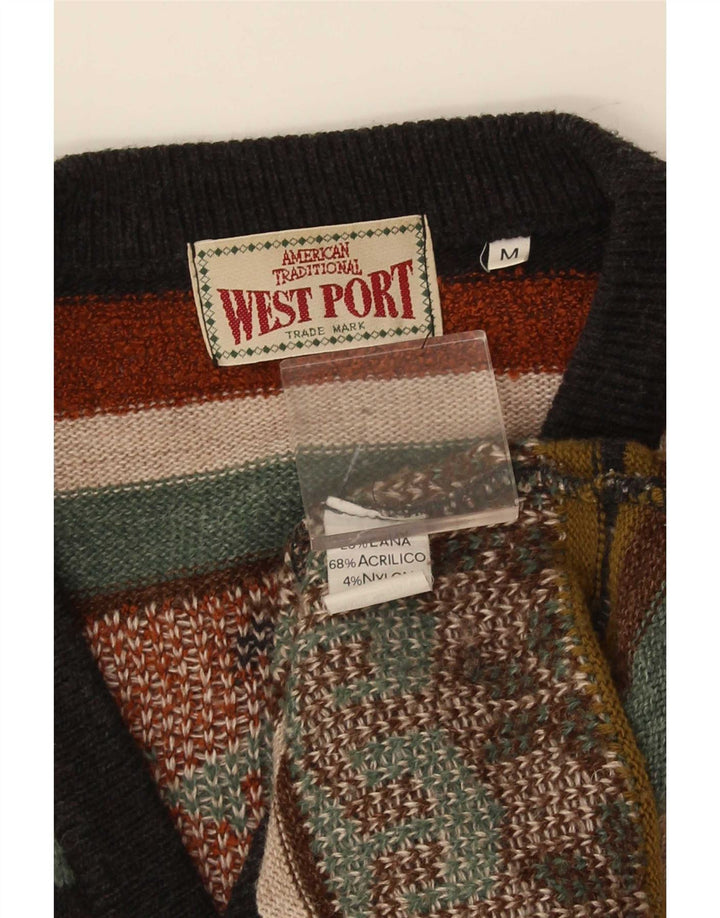 West Port - Cárdigan sin mangas para hombre, tamaño mediano, multicolor, a rayas