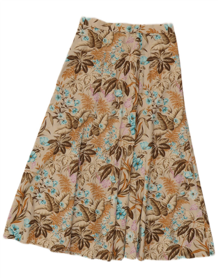 VINTAGE Falda acampanada para mujer IT 42 Mediana W28 Beige Floral