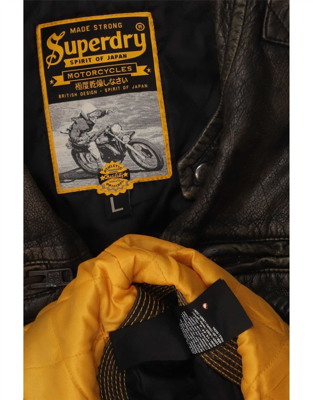 Superdry Chaqueta de cuero estilo motor para hombre, talla 40, color marrón grande