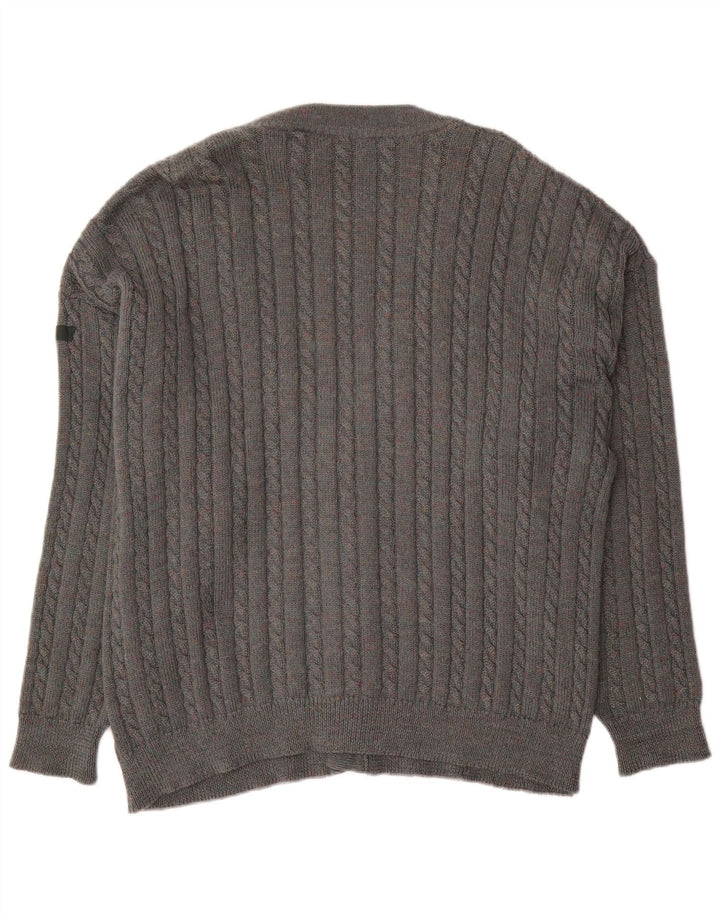 Vintage Hombres Cardigan Suéter XL Gris