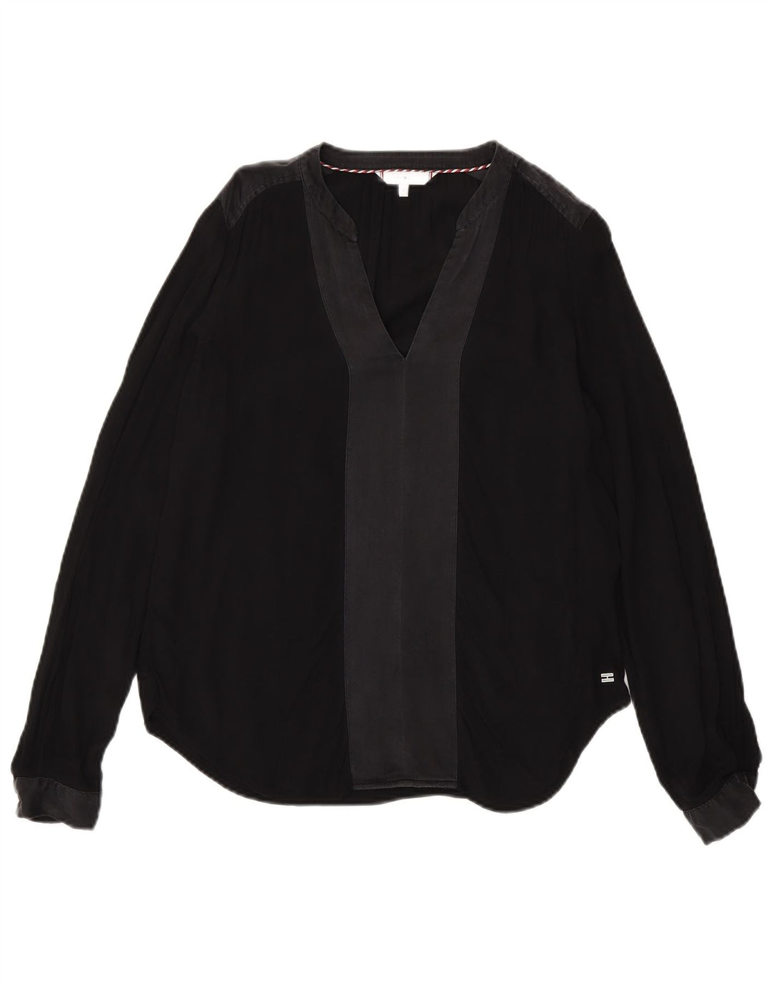 Tommy Hilfiger Blusa de manga larga de gran tamaño para mujer US 4 Small Negro