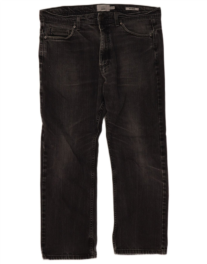 Marks & Spencer Vaqueros rectos regulares para hombre W36 L29 Gris