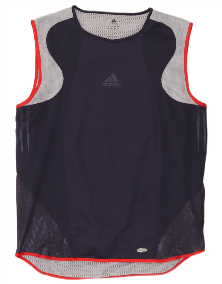 Adidas Mens Climacool Vest Top Grande Azul Marino Colorblock Poliéster