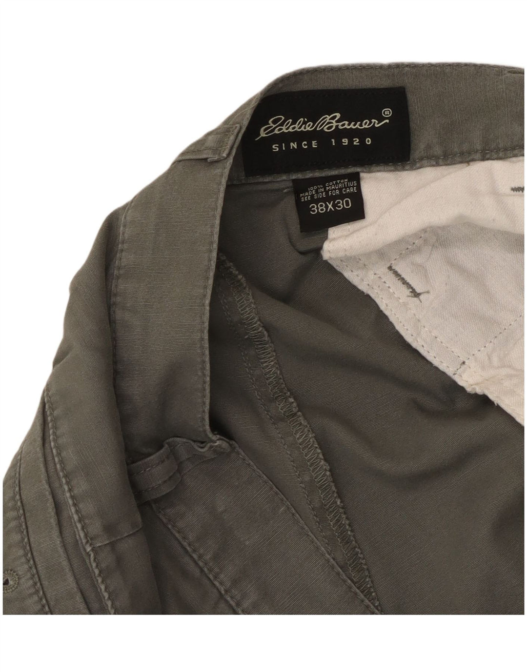 Eddie Bauer Pantalón chino con pinzas para hombre W38 L30 Algodón gris