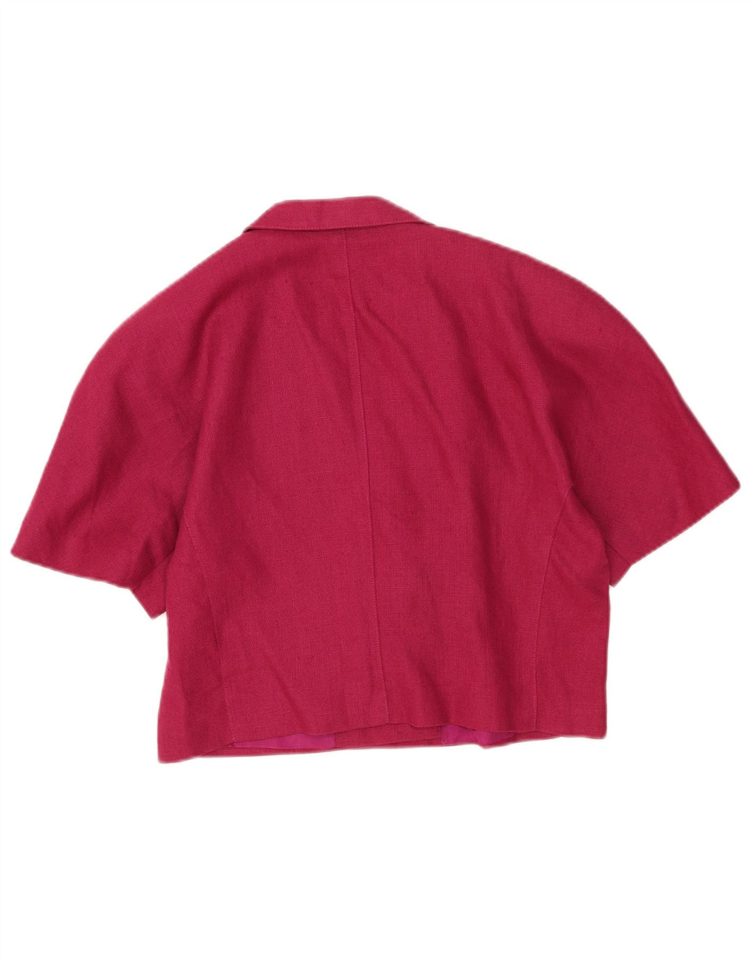 Vintage mujer crop manga corta Blazer chaqueta Reino Unido 14 lana rosa mediana