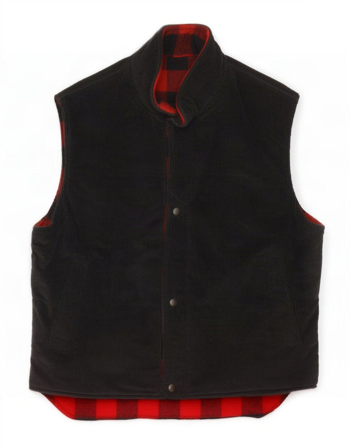 Woolrich Chaleco de pana reversible para hombre Reino Unido 38 Lana negra mediana