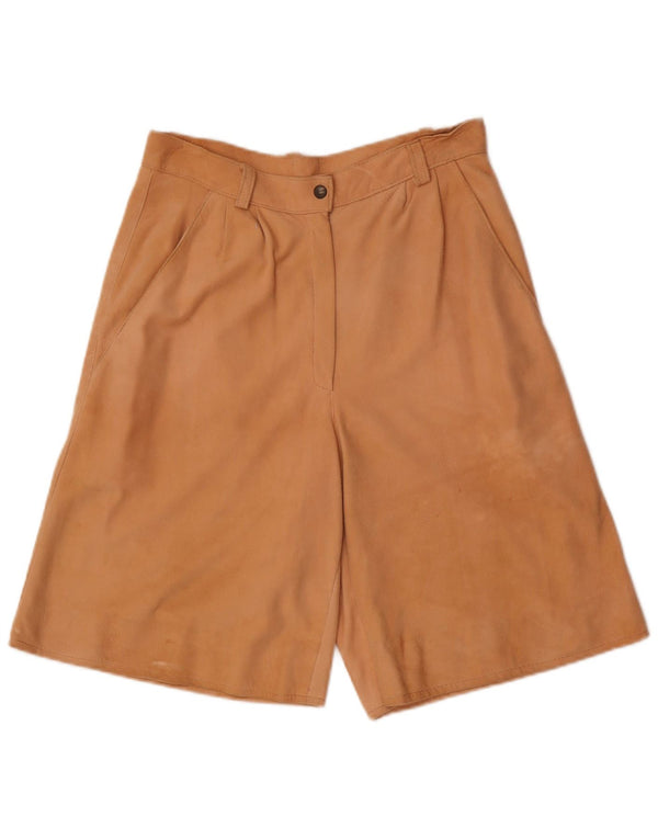 Vintage mujer cintura alta ante bermudas pantalones cortos W28 marrón medio
