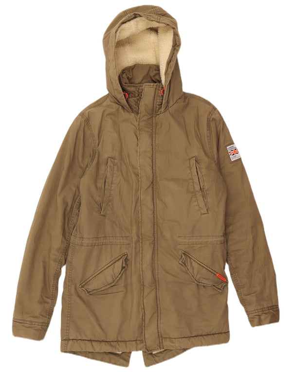 Superdry Parka con capucha para hombre, talla 40, algodón caqui grande