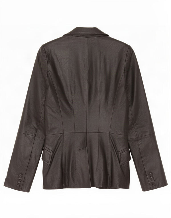 Zara Chaqueta Blazer de Cuero con 2 Botones para Mujer UK 10 Small Black