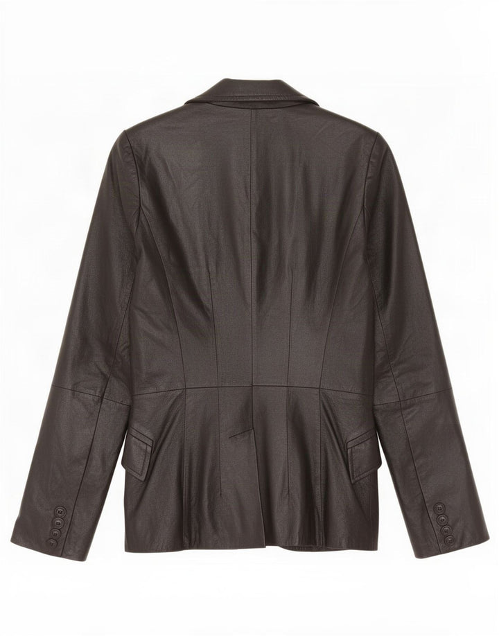 Zara Chaqueta Blazer de Cuero con 2 Botones para Mujer UK 10 Small Black