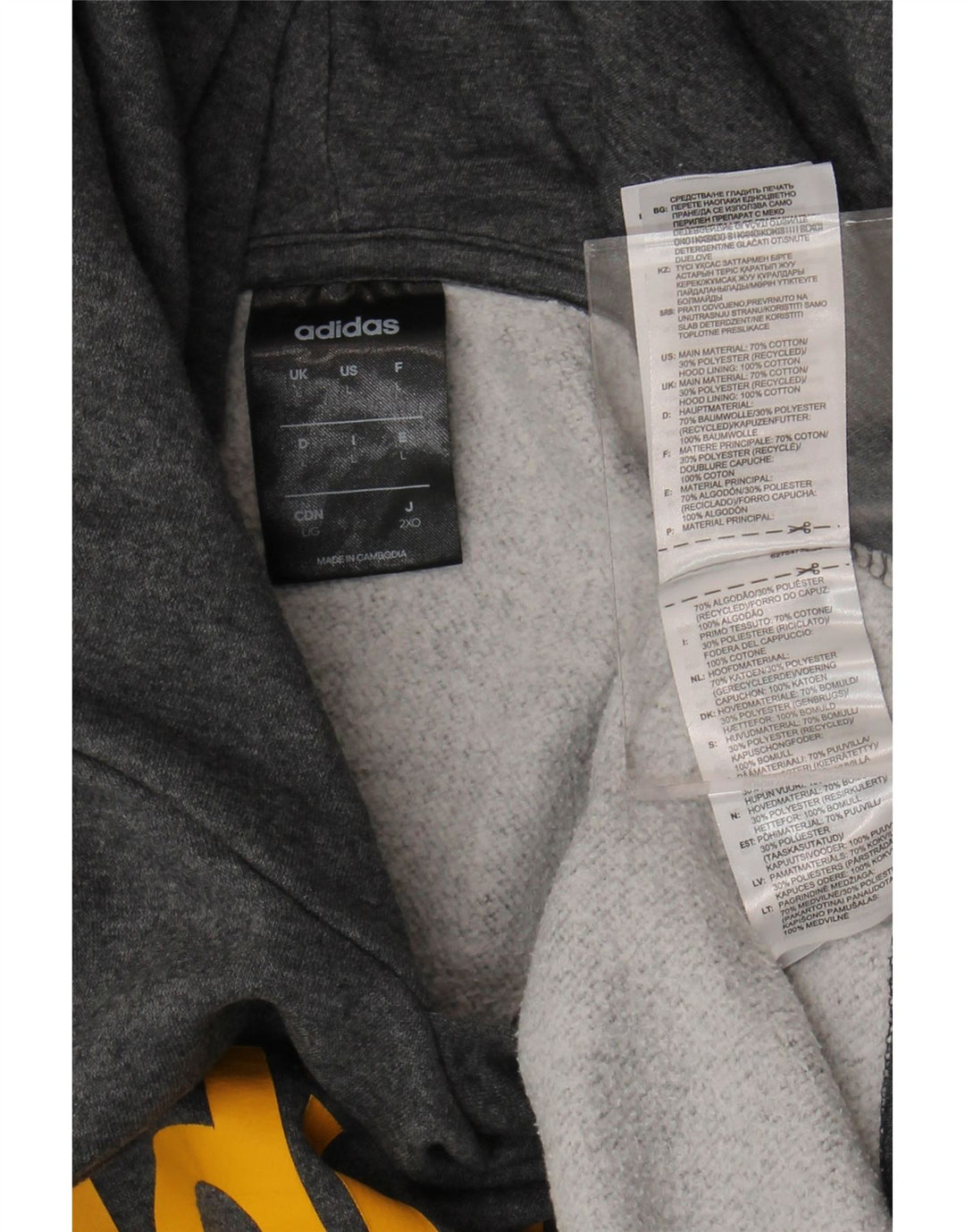 Adidas Hombre Graphic Sudadera con capucha Jumper Grande Gris Algodón