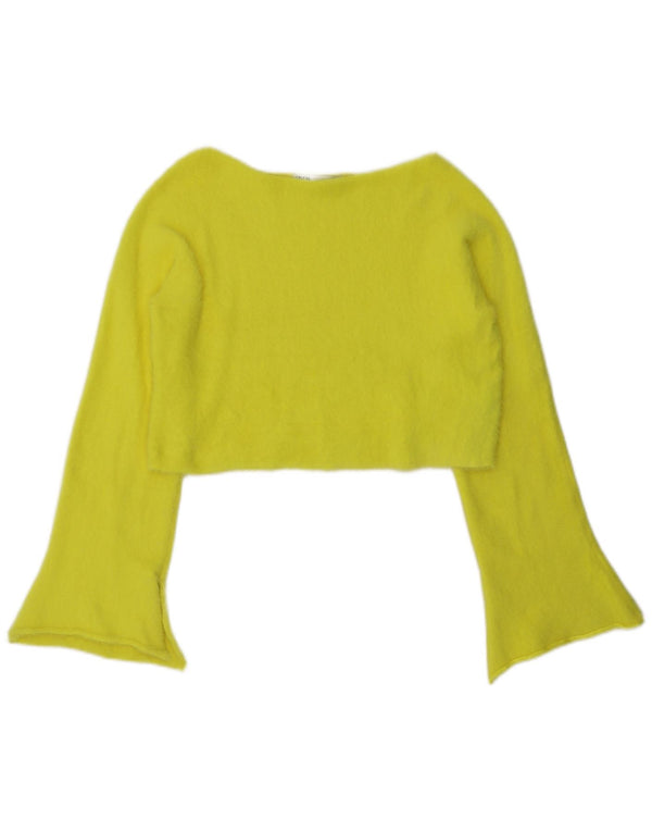 Zara Mujer Crop Top Manga Larga UK 44 Medium Amarillo Nylon