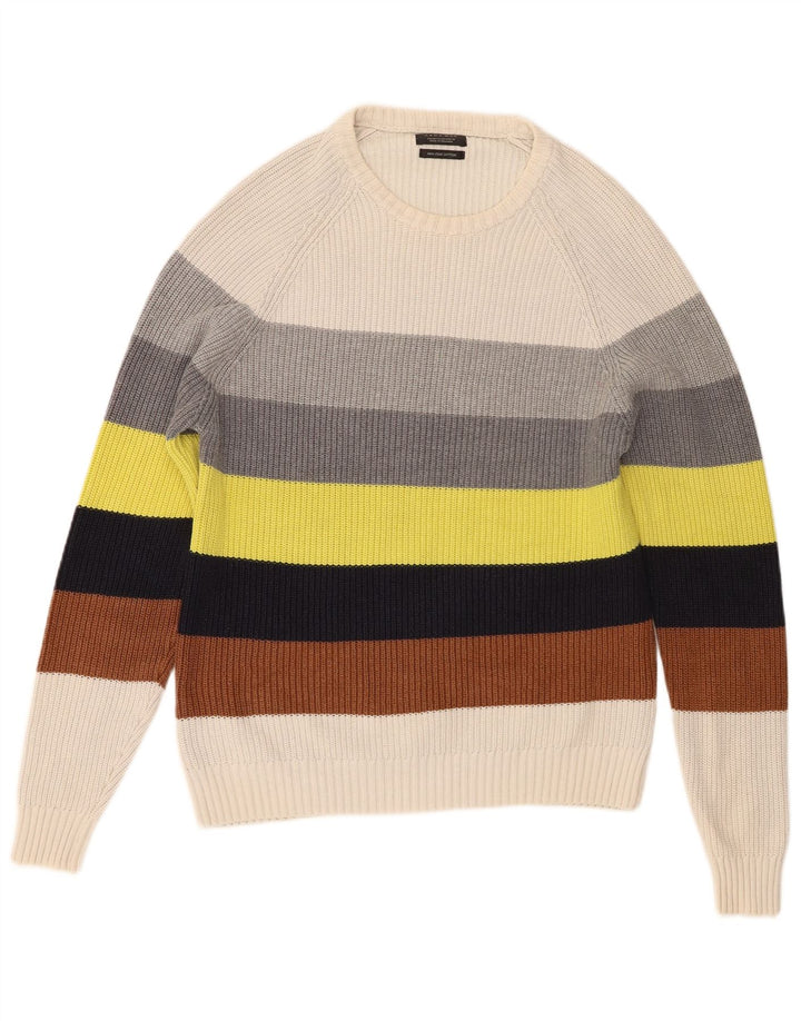 Zara Hombre Jersey Cuello Redondo Jersey Mediano Algodón Rayas Multicolor