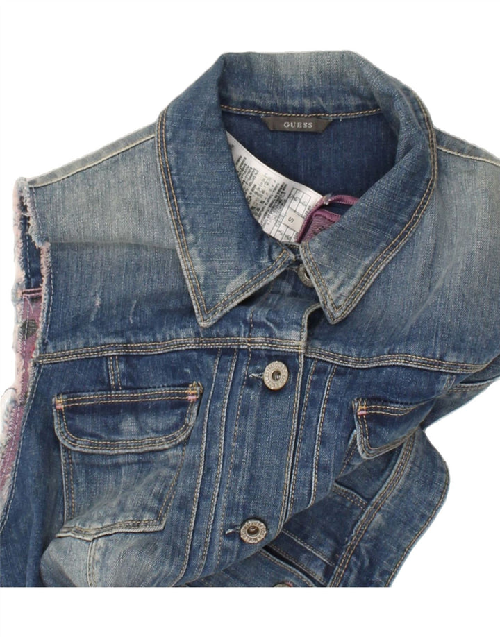 GUESS Womens Denim Gilet UK 10 Small Blue Cotton | Vintage Guess | Thrift | Second-Hand Guess | Used Clothing | Messina Hembry 