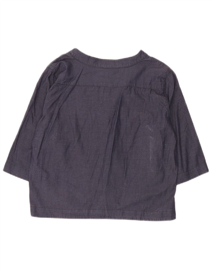 Marella Mujer Crop Manga 3/4 Jersey Camisa UK 10 Small Azul Marino