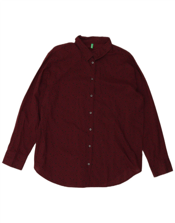 BENETTON Camisa con estampado abstracto para mujer UK 40 XL Burdeos