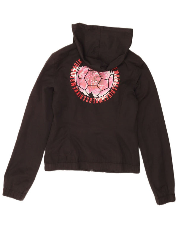 Bikkembergs Chaqueta bomber con capucha gráfica para mujer UK 6 XS Algodón negro