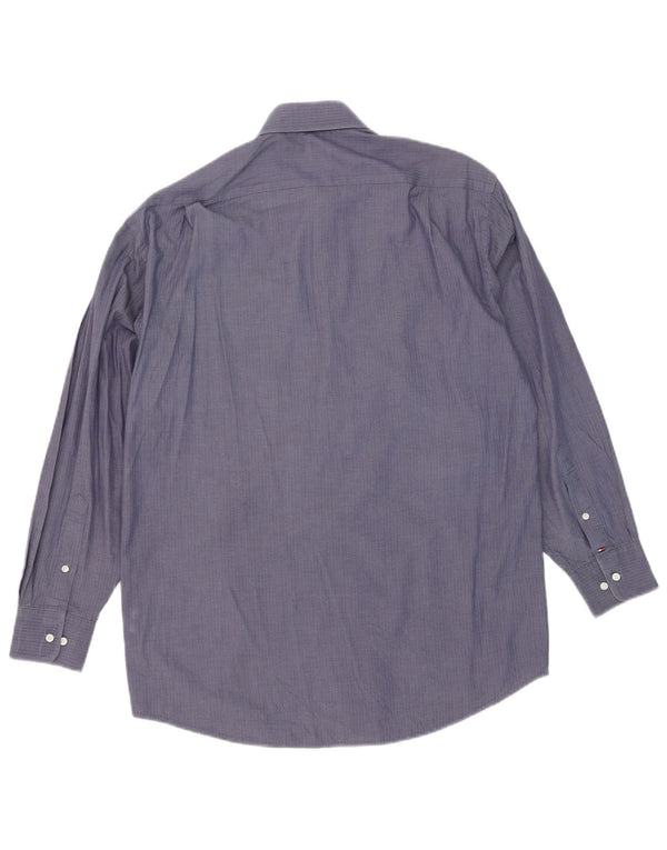 Camisa Tommy Hilfiger para hombre talla 15 1/2 mediana azul marino en espiga