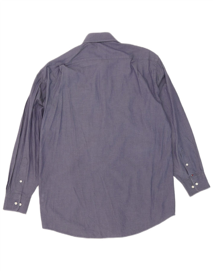 Camisa Tommy Hilfiger para hombre talla 15 1/2 mediana azul marino en espiga