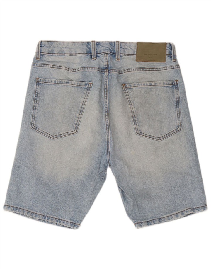 Zara Pantalones cortos de mezclilla para hombre EU 42 Large W32 Algodón azul