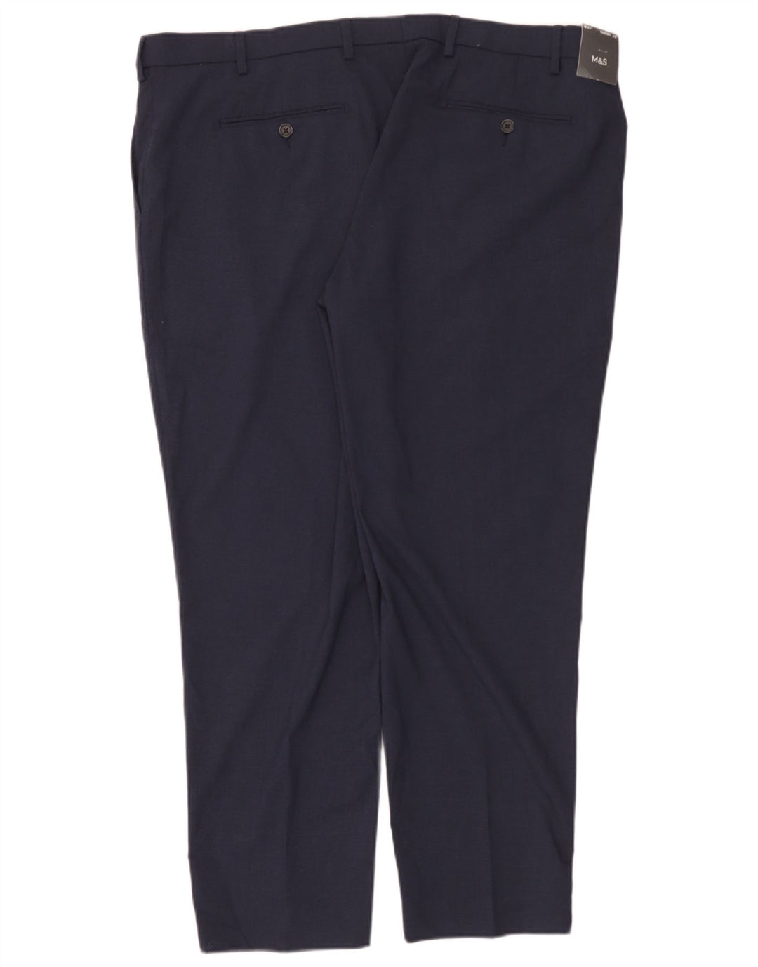 Marks & Spencer Pantalón chino para hombre W42 L29 Poliéster azul marino