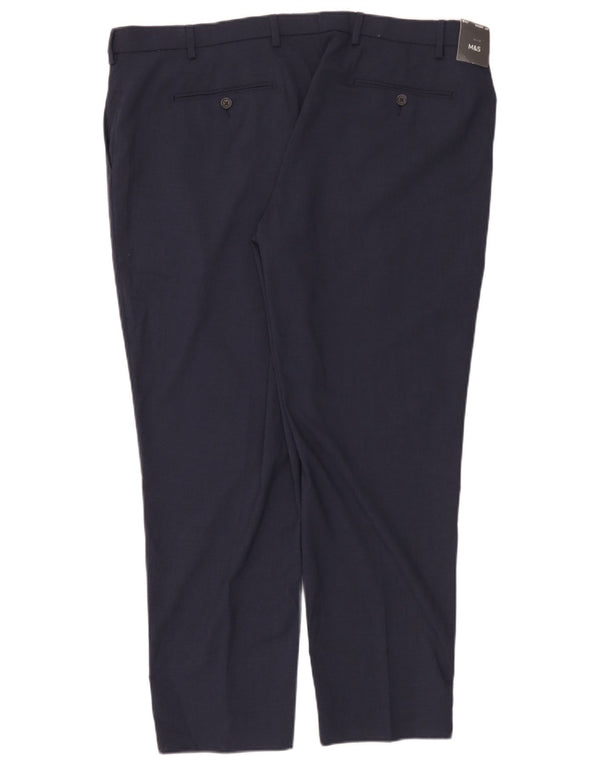 Marks & Spencer Pantalón chino para hombre W42 L29 Poliéster azul marino