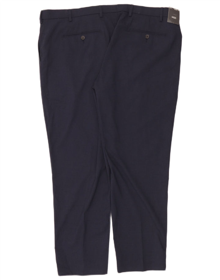 Marks & Spencer Pantalón chino para hombre W42 L29 Poliéster azul marino