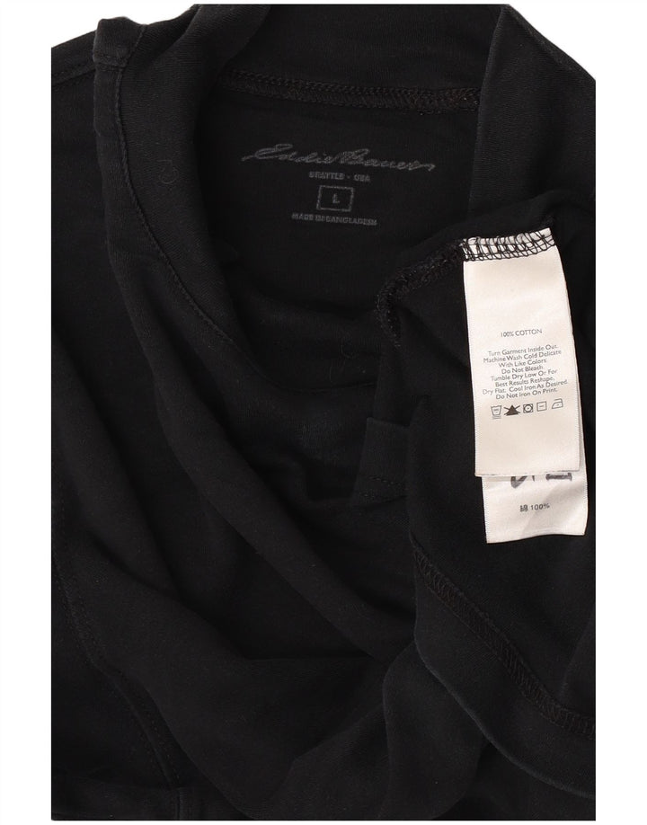 Eddie Bauer Camiseta para hombre de manga larga de algodón negro grande