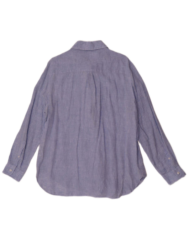 Reiss Womens Shirt UK 14 Large Blue Linen