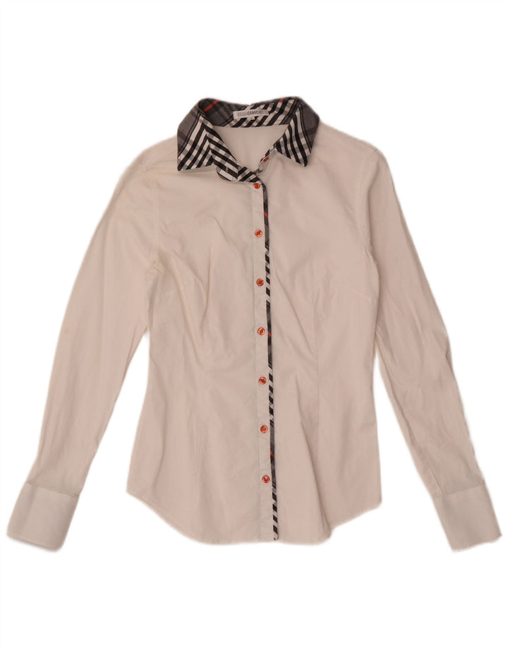 Naracamicie Camisa para mujer US 0 XS Algodón a cuadros blancos