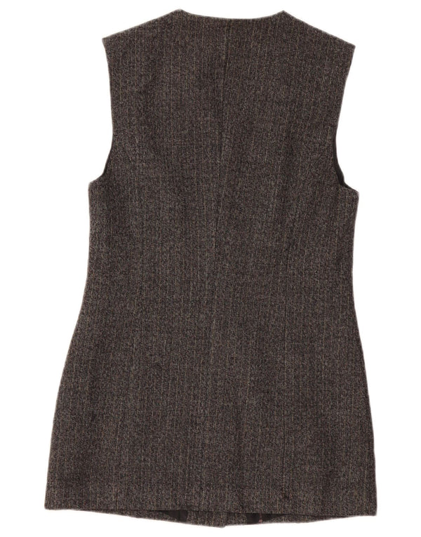 BENETTON Chaqueta tipo blazer larga para mujer UK 10 Small Grey Pinstripe