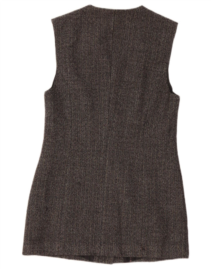 BENETTON Chaqueta tipo blazer larga para mujer UK 10 Small Grey Pinstripe