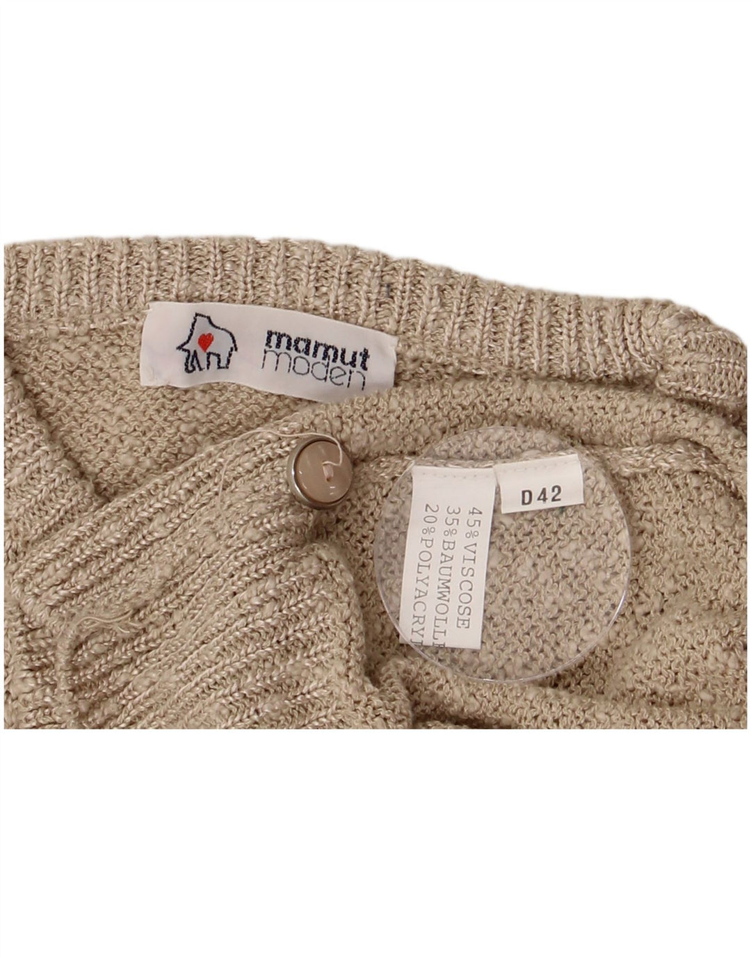 Mamut Moden - Jersey para mujer con cuello y botones, talla grande, viscosa beige, EU 42
