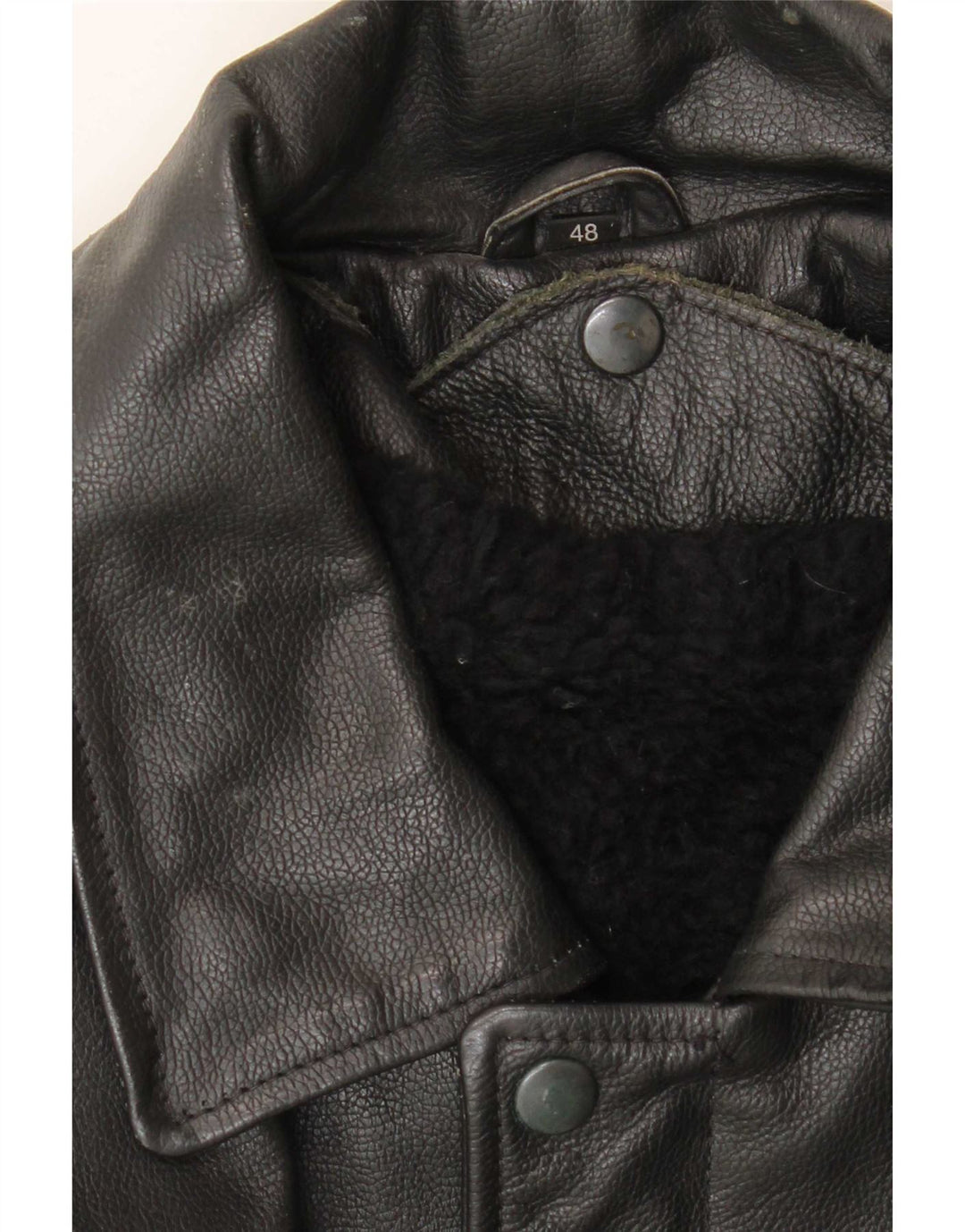 Chaqueta de piel de oveja vintage para hombre IT 48 Medio Negro