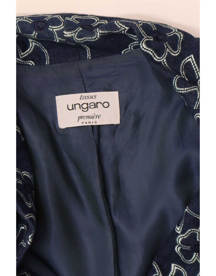 Ungaro Chaqueta Blazer de 2 Botones para Mujer UK 8 Small Azul Marino Floral