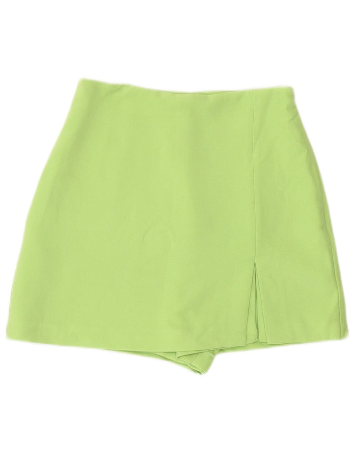 Zara Mujer Falda Pantalón De Cintura Alta UK 8 Small Verde