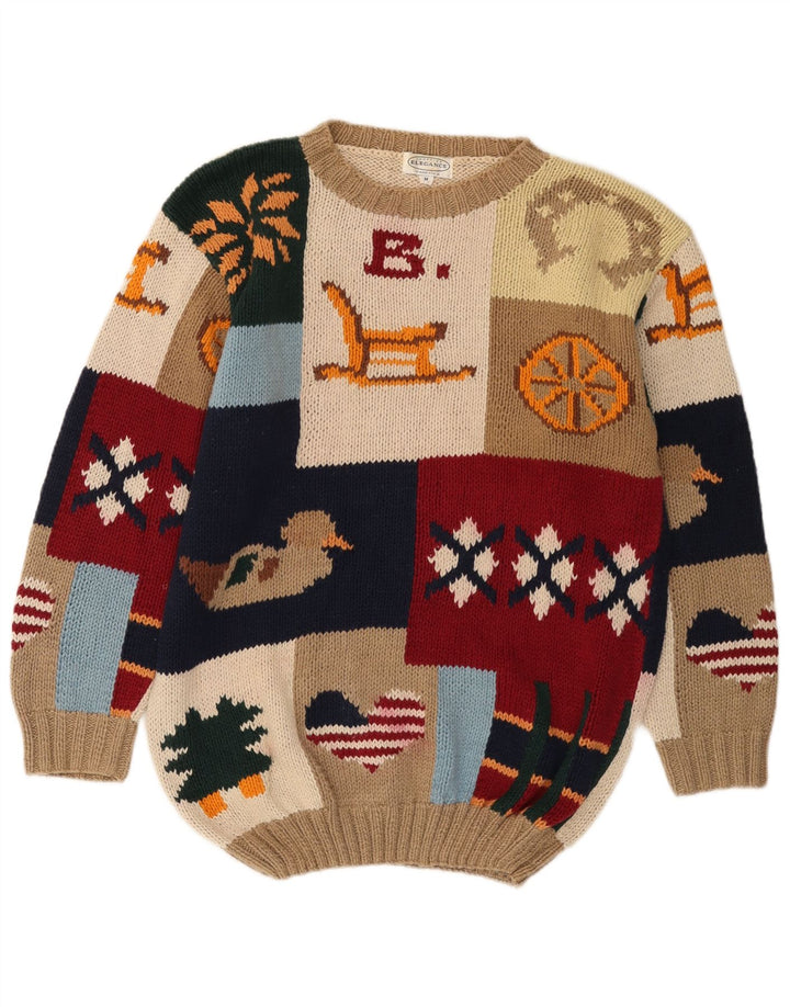 Elegance - Jersey de cuello redondo para hombre, talla mediana, multicolor