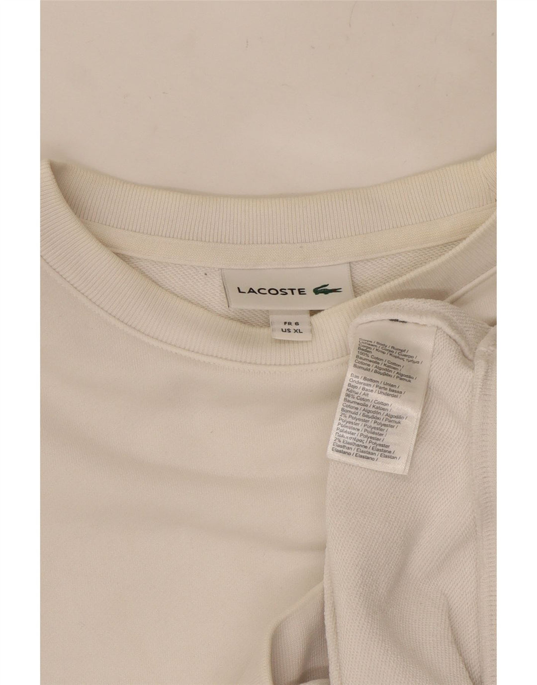 LACOSTE Sudadera Hombre Jersey Talla 6 XL Algodón Blanco