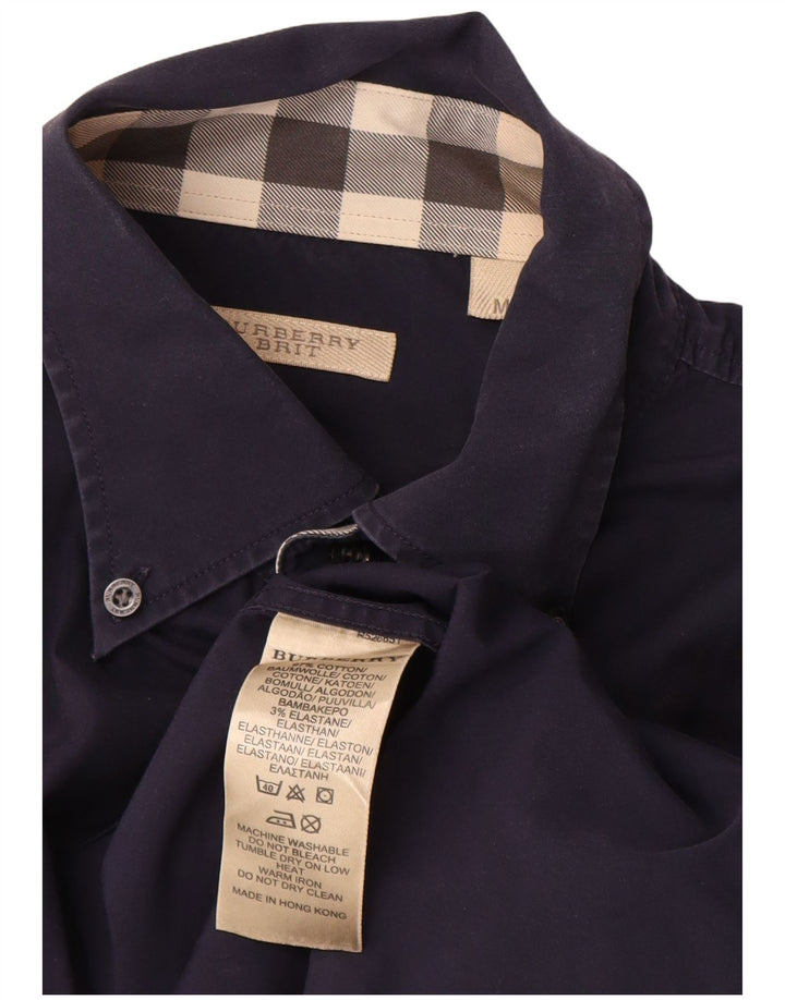 Burberry Camisa BRIT de algodón azul marino mediano para hombre