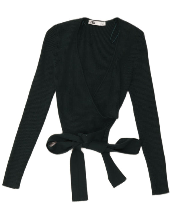 Zara Mujer Wrap Cardigan Top UK 44 Large Viscosa Verde