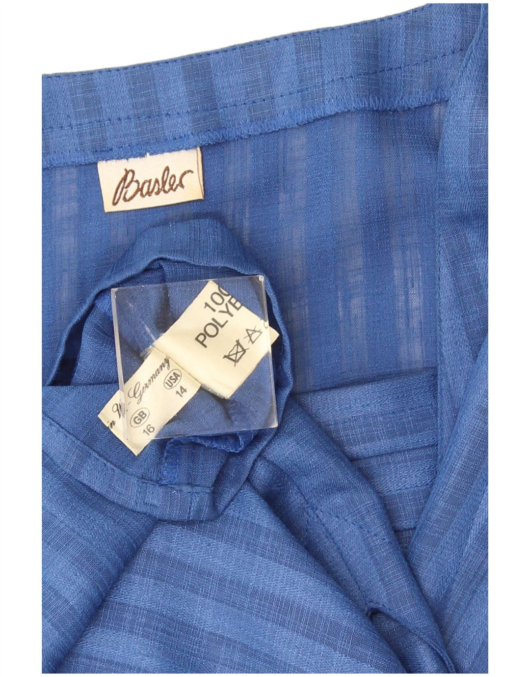 Basler Blusa sin mangas para mujer UK 46 Poliéster a rayas azules grandes