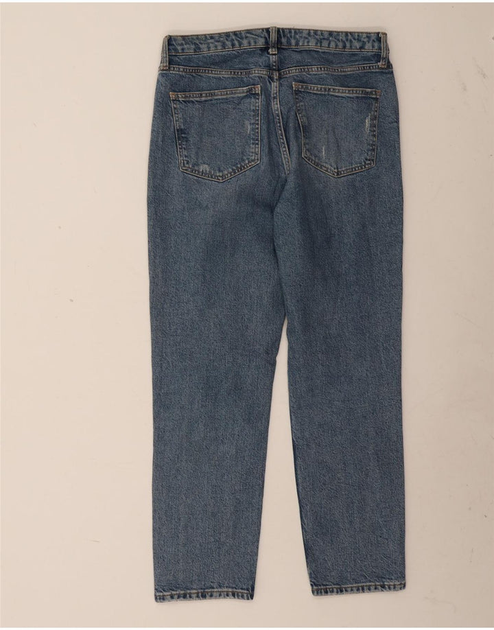 ZARA Vaqueros rectos desgastados para mujer EU 42 Large W32 L27 Azul