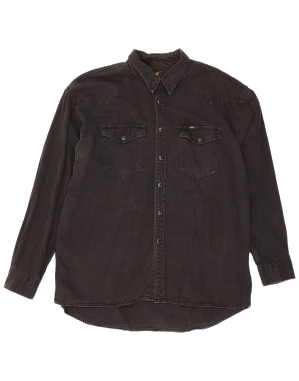 Lee Mens Riders Camisa Vaquera XL Algodón Negro