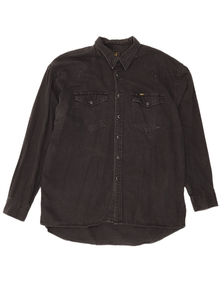 Lee Mens Riders Camisa Vaquera XL Algodón Negro
