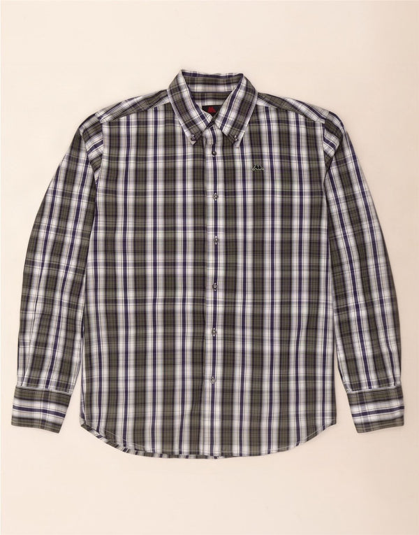 Camisa Kappa Hombre Large Verde Cuadros Algodón