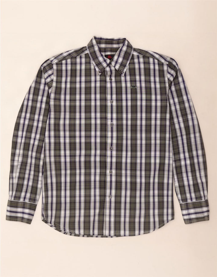 Camisa Kappa Hombre Large Verde Cuadros Algodón