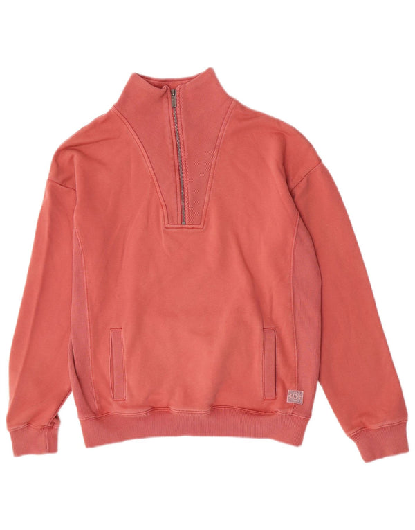 Fat Face Womens Oversized Zip Neck Sweatshirt Jumper UK 10 Small Pink